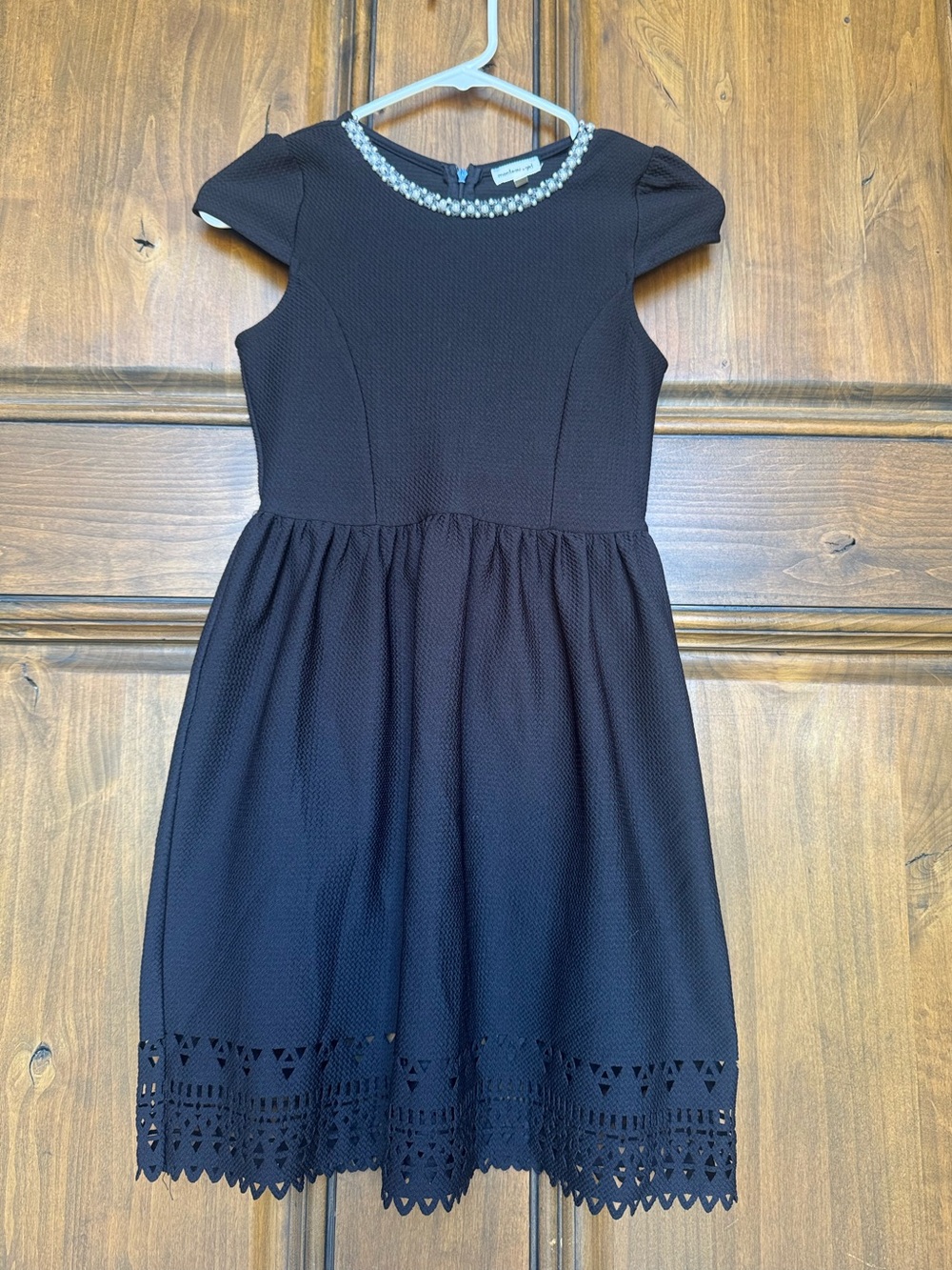 Monteau Black Girls Pearl-Trim Fit & Flare Dress